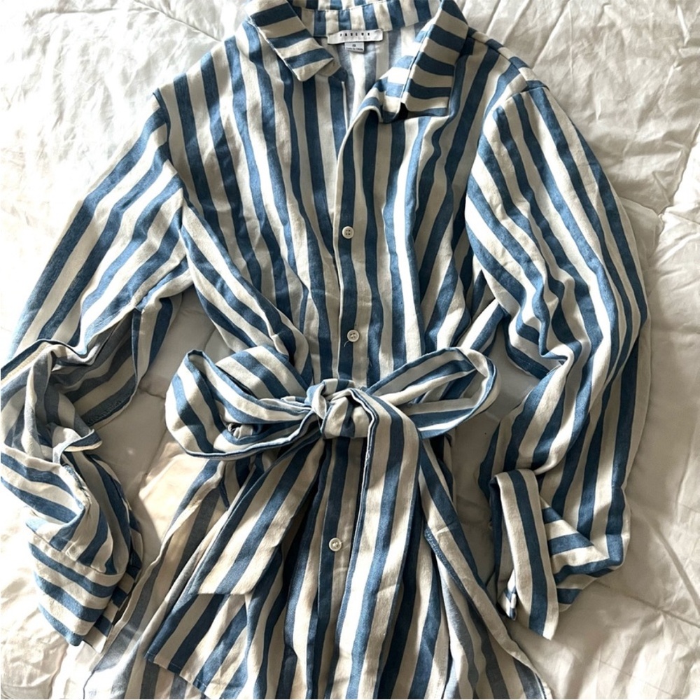 Striped Blue and White Button down